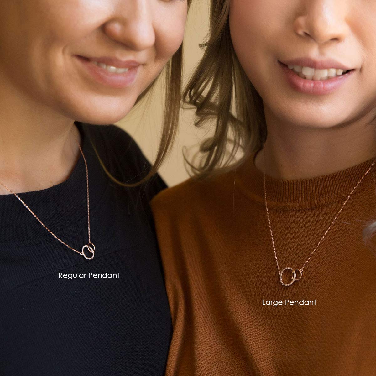 A+O Sister Gift - Interlocking Circle Necklace & Bracelet Set in Gold, Rose Gold, or Sterling Silver - Perfect for Birthday, Anniversary, and Friendship Gifts