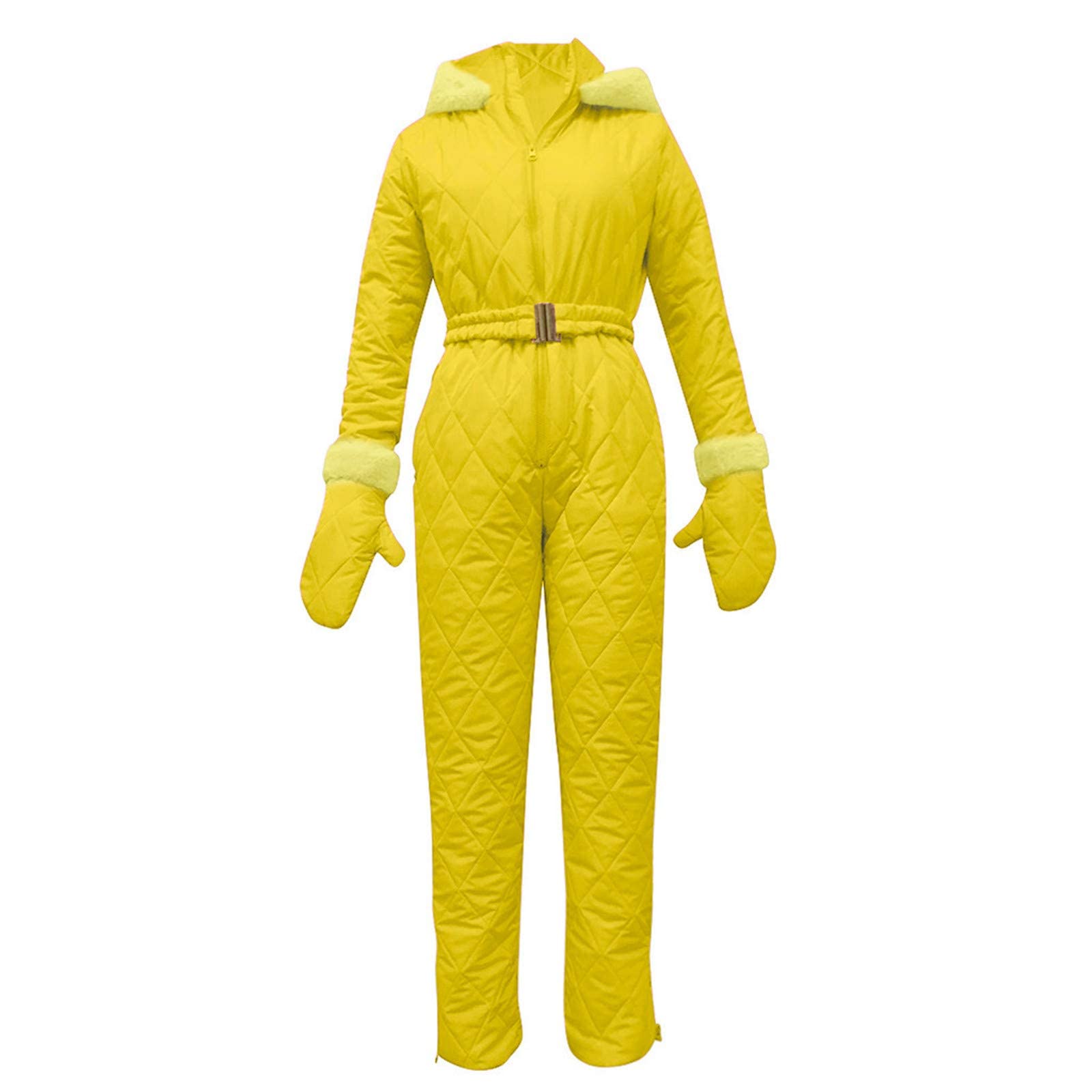 Women's Waterproof Ski Suit with Fur Collar - Winter Snow Jumpsuit for Skiing & Outdoor Sports - Slim Fit Hooded Romper for Cold Weather Adventures