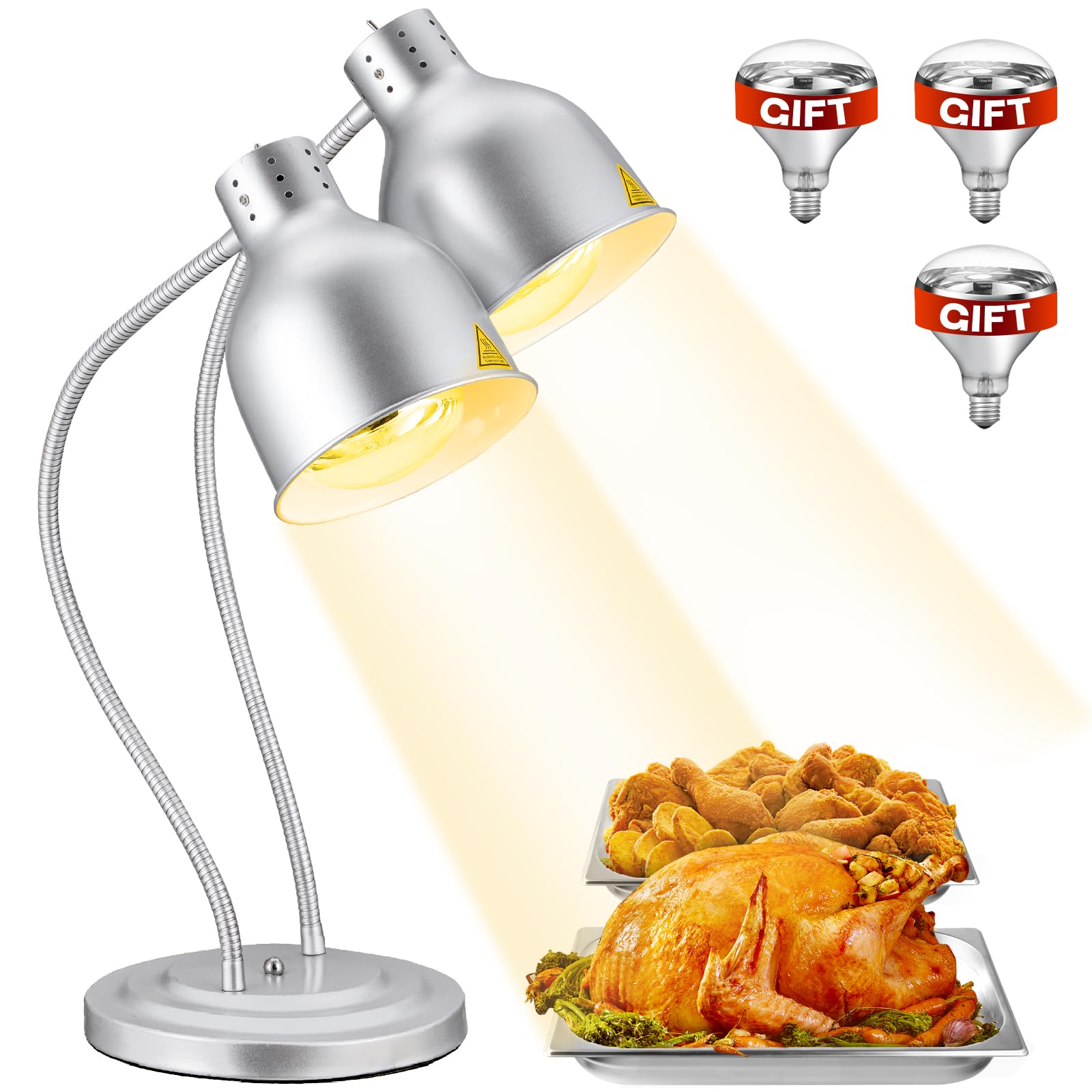 Commercial Food Heat Lamp with Rapid-Heating Bulbs - 32