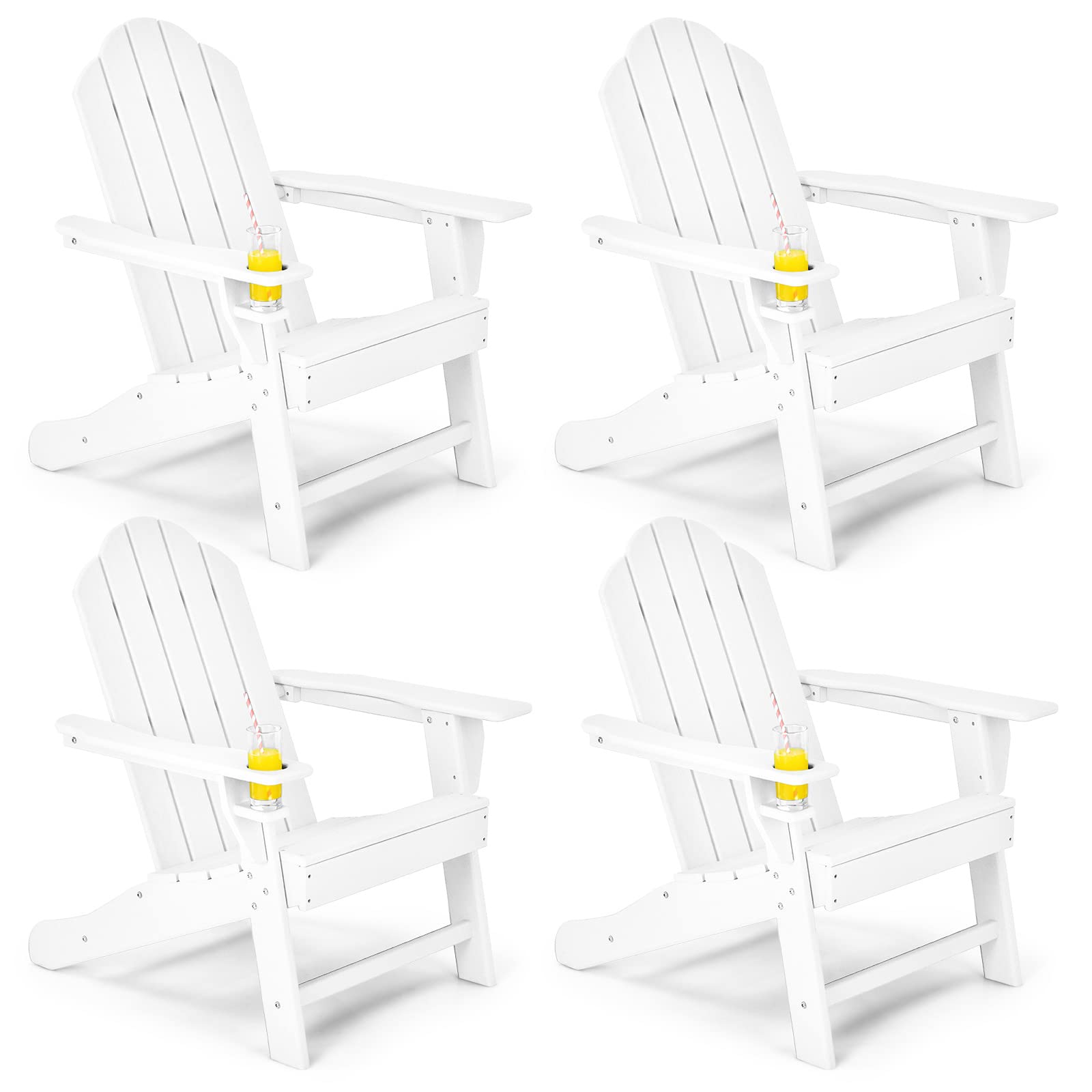 Giantex Set of 4 HDPE Weather-Resistant Adirondack Chairs - Outdoor Patio Furniture for Campfire, Deck, Garden, Yard, Porch - Durable Composite Seating for Backyard, Poolside & BBQ Gatherings