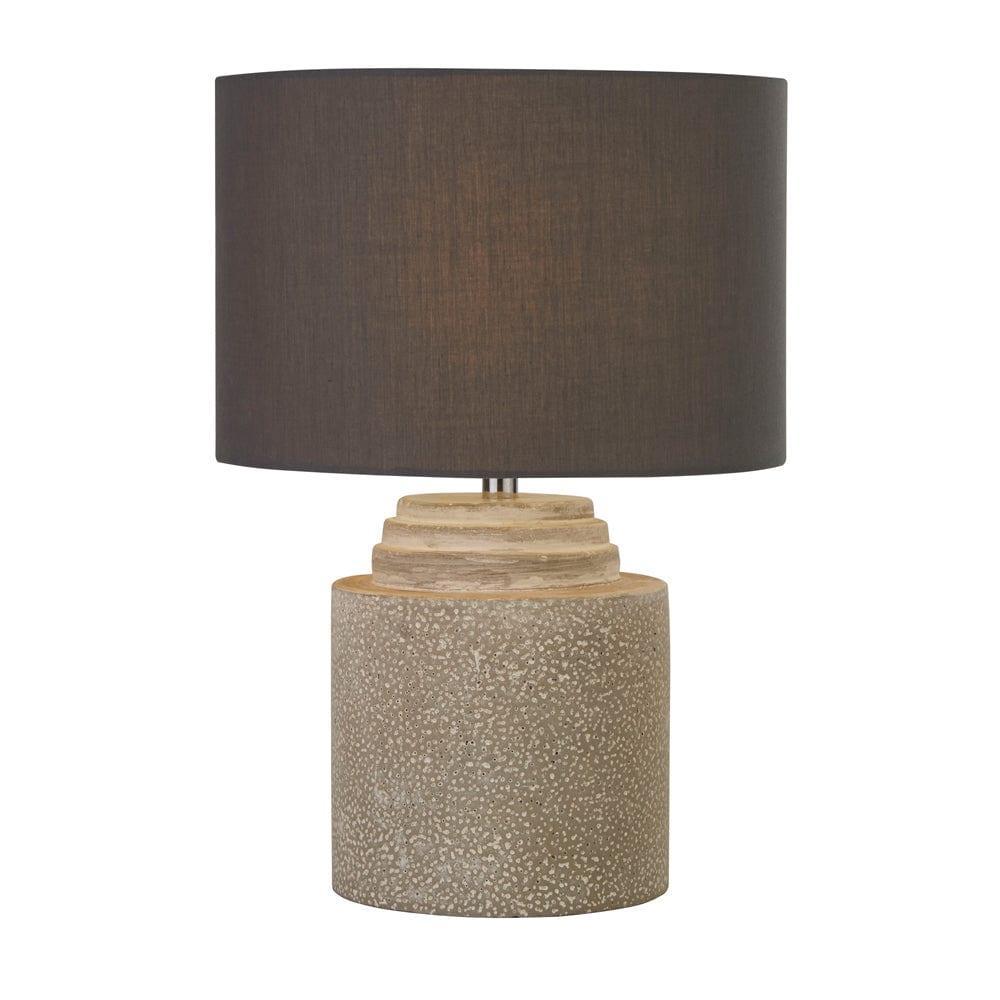 Zara Grey Cement Table Lamp with Grey Shade 9260GY - Modern Home Office & Bedroom Lighting Decor
