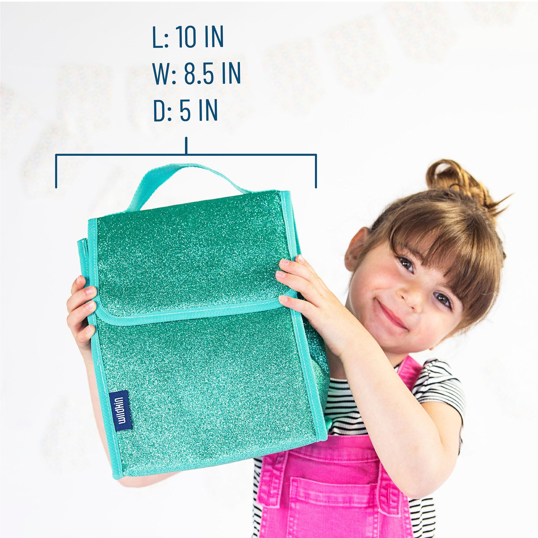 Wildkin Kids Insulated Lunch Bag - Reusable Thermal Lunch Box for School, Travel & Picnics - Keeps Food Hot/Cold for Hours - Blue Glitter Design - Perfect for School Lunches, Road Trips & Outdoor Adventures