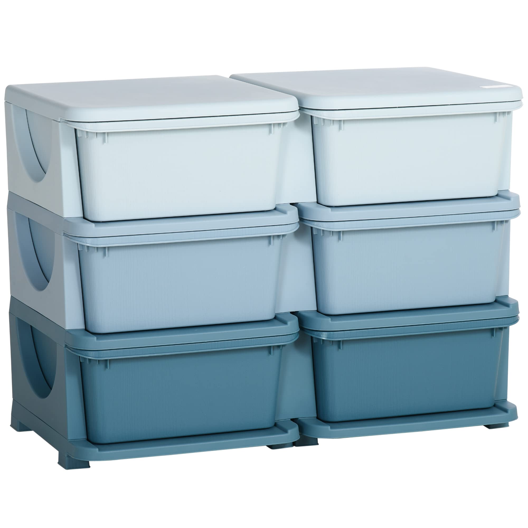Qaba 3-Tier Kids Storage Unit with 6 Drawers - Toy Organizer with Plastic Bins for Boys & Girls - Nursery, Bedroom, Kindergarten & Living Room Storage Solution - Perfect for Organizing Toys, Books & Clothes (Blue)
