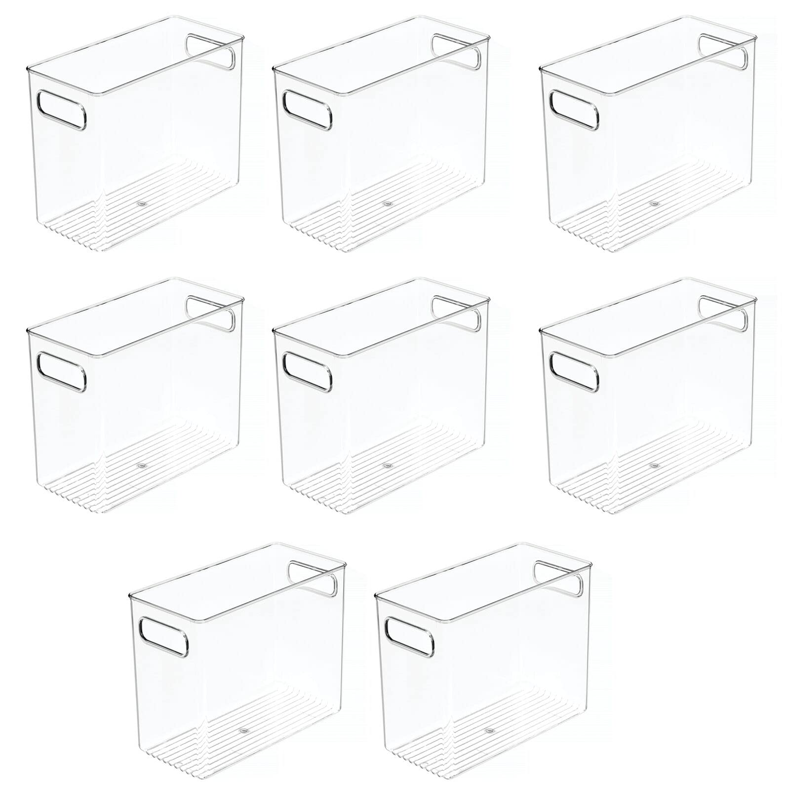 mDesign Clear Plastic Stackable Tall Storage Bins with Handles - 8 Pack for Bathroom, Closet & Under Sink Organization | Holds Soaps, Makeup & Styling Tools | Perfect for Home, Office & Kids Room Storage - Ligne Collection