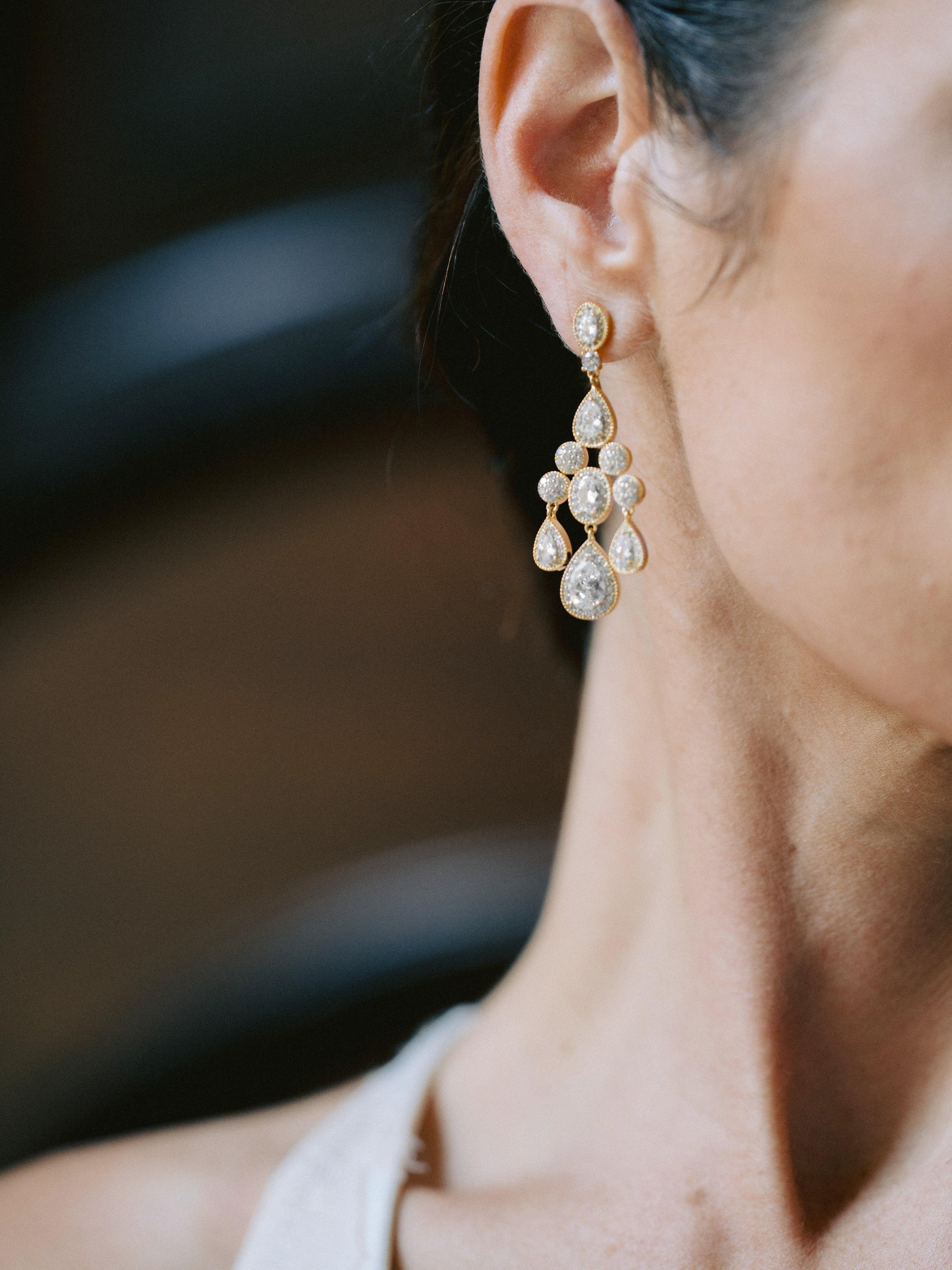ISABELLA Rose Gold Bridal Chandelier Earrings - Elegant Wedding Jewelry for Brides, Bridesmaids & Formal Events | Perfect for Weddings, Prom & Evening Occasions
