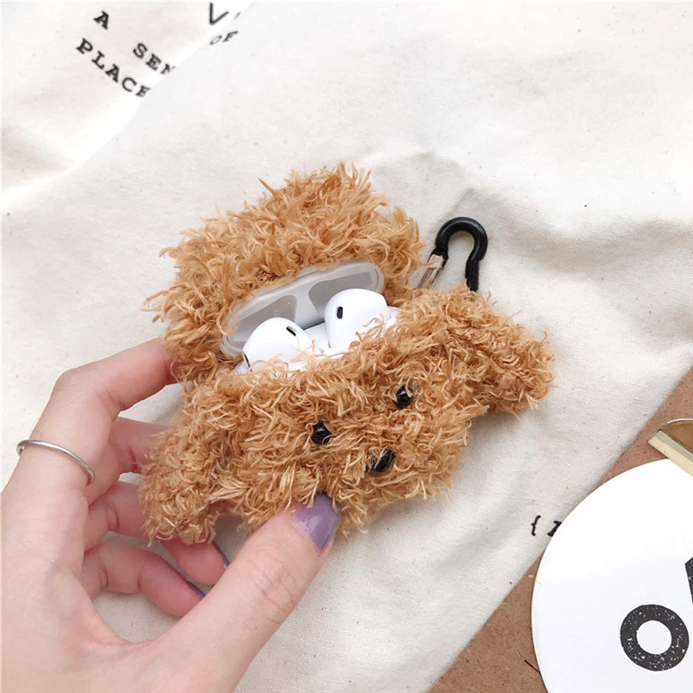 Cute Teddy Dog AirPods Case with Keychain for AirPods 1st & 2nd Gen - Protective Cover for Apple Wireless Earbuds | Perfect Gift for Pet Lovers & Music Enthusiasts