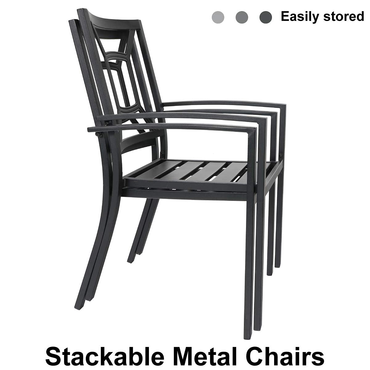 PHI VILLA 3-Piece Outdoor Patio Dining Set - Metal Bistro Chairs with Umbrella Table, 1.57