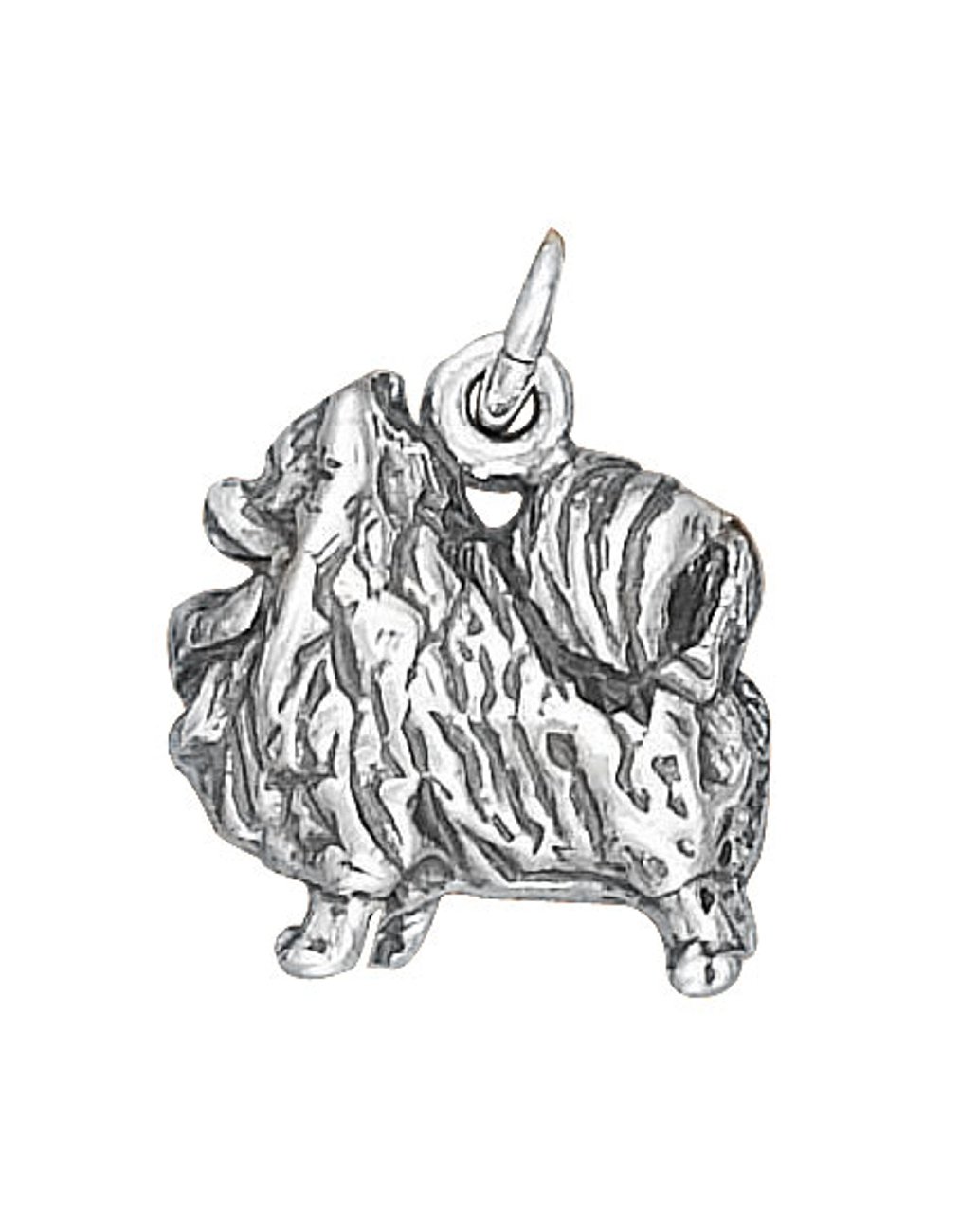 Sterling Silver 3D Pomeranian Dog Charm Pendant - Perfect for Pet Lovers, Jewelry Making & Gift Giving