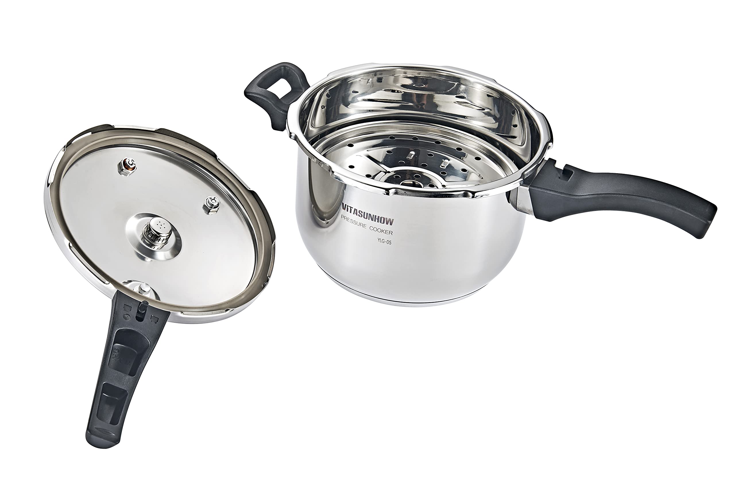 Premium 5-Liter Stainless Steel Pressure Cooker with Steamer Basket - Fast & Safe Cooking for Home Chefs | Perfect for Soups, Stews, Rice & Meal Prep