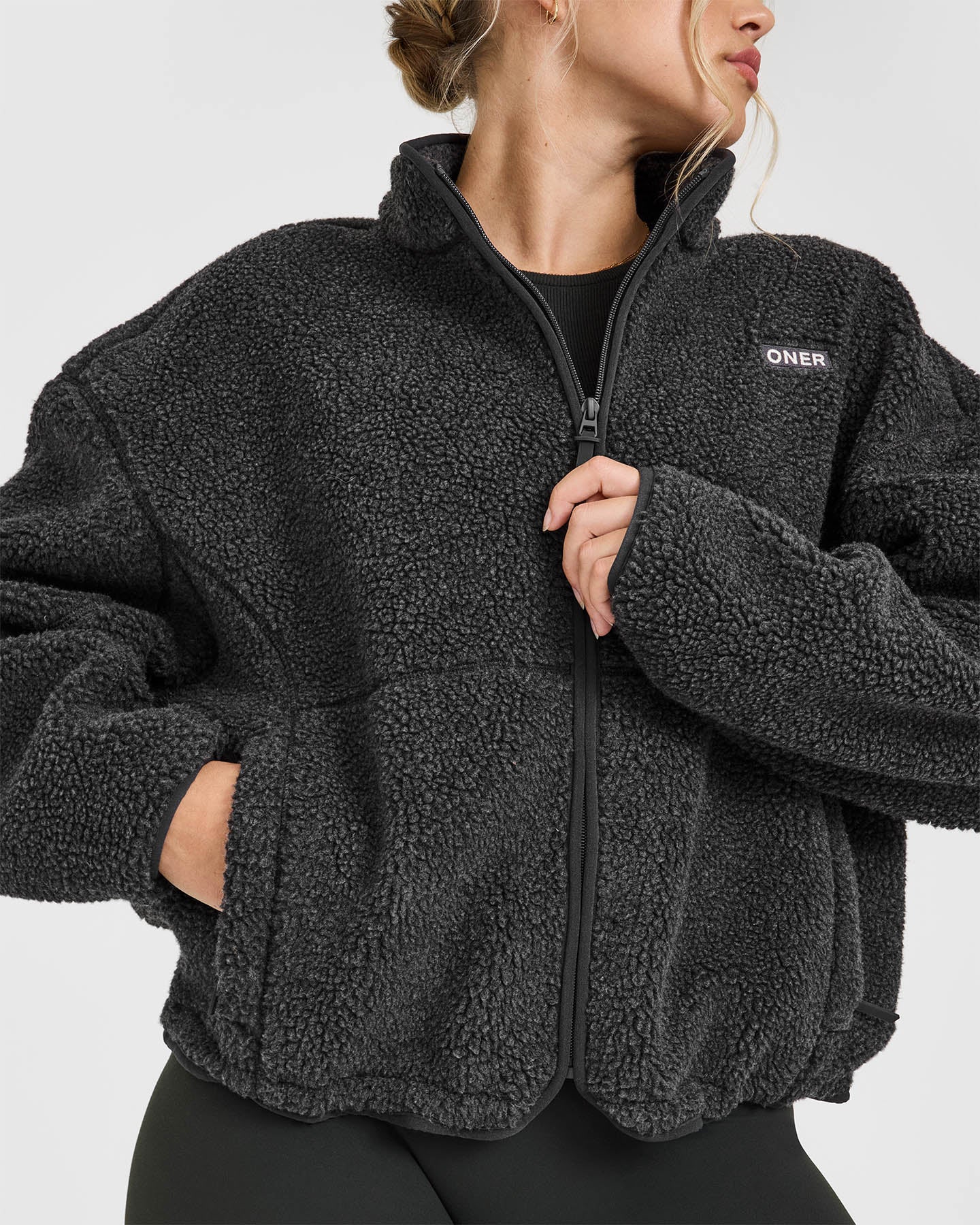 Washed Grey Zip Through Fleece Jacket for Men & Women - Lightweight Warm Winter Coat for Outdoor Hiking, Camping, and Casual Wear