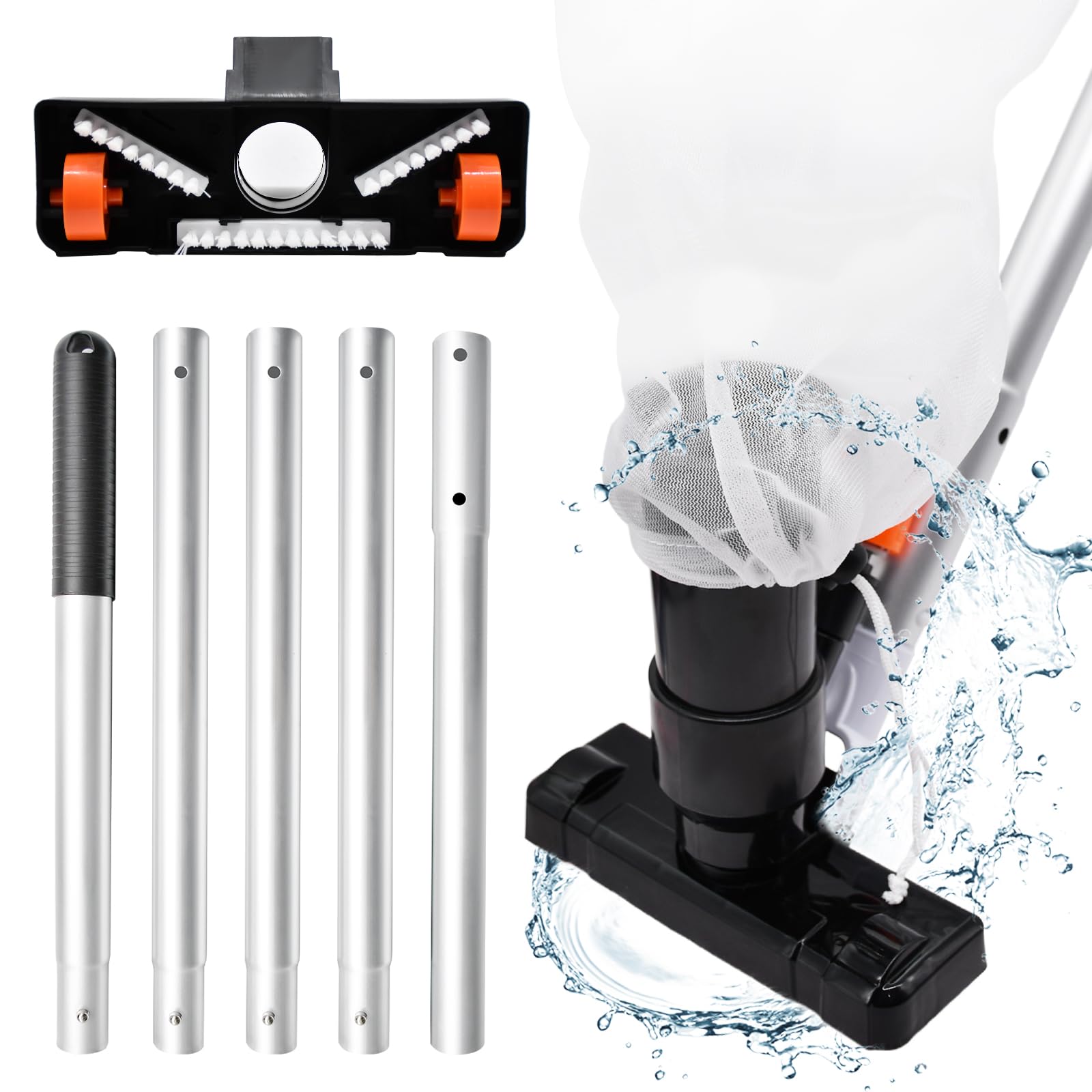 2025 Upgraded Handheld Pool Vacuum for Above Ground Pools - Portable Swimming Pool Jet Vacuum Cleaner Kit with Brush & 5-Section 70