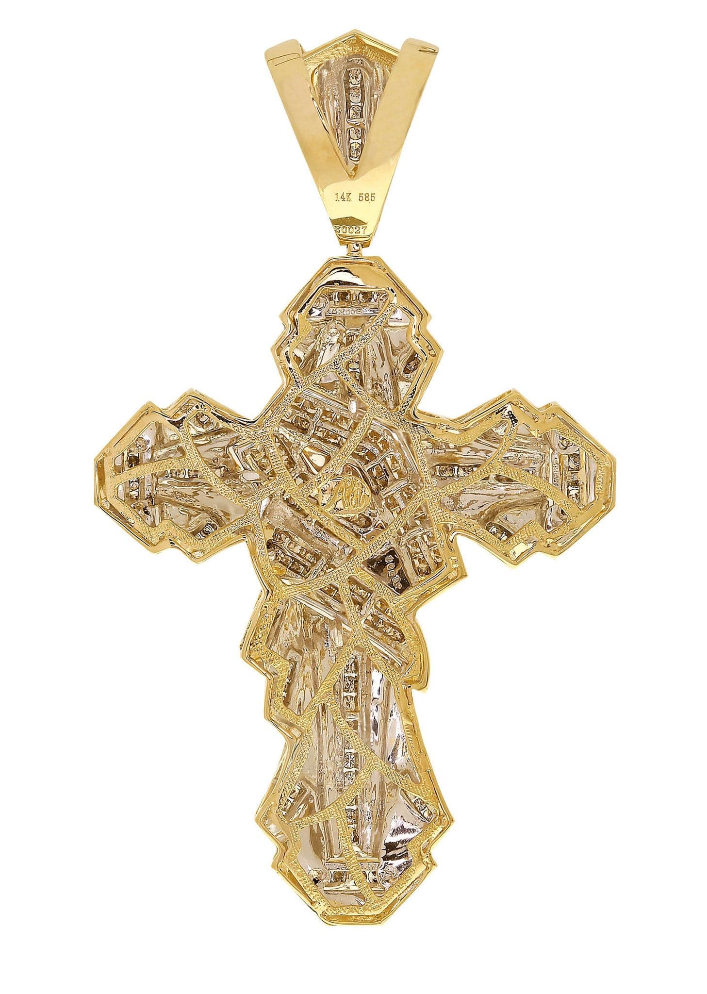 2.04 Carat Diamond Cross Pendant Necklace - 26.87 Grams Solid Gold Religious Jewelry for Women - Perfect for Baptism, First Communion & Gift Giving