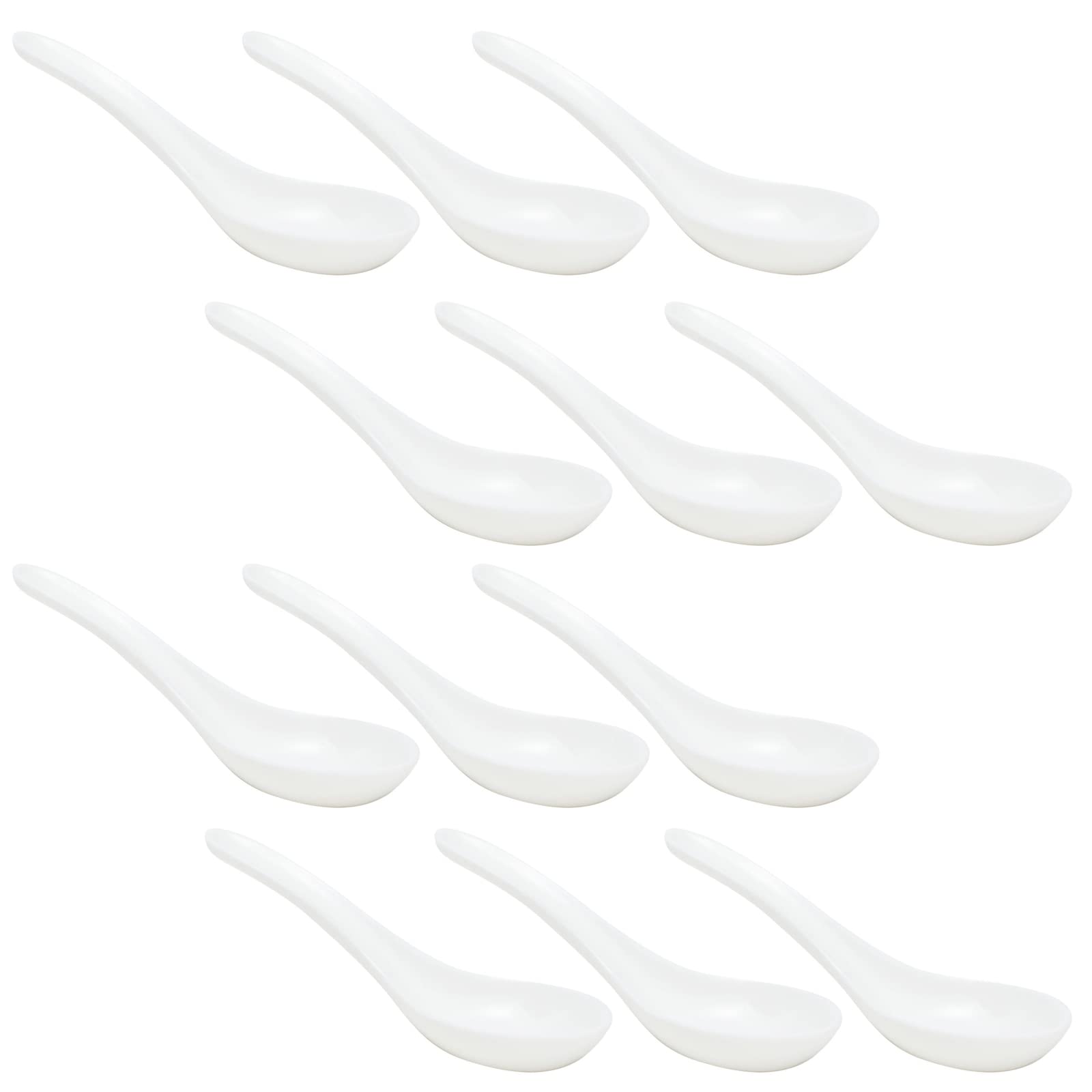 Juvale 12-Pack Melamine Rice Spoons for Noodles, Ramen, Miso Soup & Wonton - Durable 1.5 x 5 Inch Asian Soup Spoons - Perfect for Restaurants, Home Kitchens & Outdoor Dining