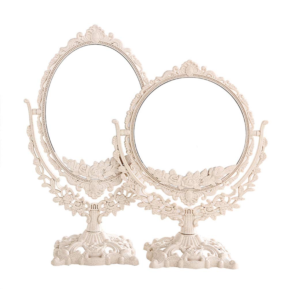 Vintage Double-Sided Rotating Makeup Mirror - Adjustable Vanity Mirror with Antique Design for Dressing Table, Bathroom & Travel | Portable Cosmetic Mirror for Home Decor & Professional Makeup Application