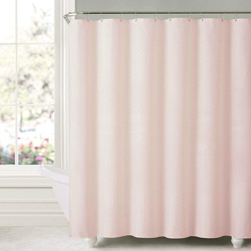 Blush Rose Honeycomb Embossed Microfiber Polyester Shower Curtain - Waterproof Bathroom Decor for Modern & Vintage Style Homes