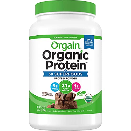 Orgain Organic Plant-Based Protein Powder - Creamy Chocolate Fudge, 2.74 lb | Vegan, Gluten-Free, Dairy-Free Protein Supplement for Smoothies, Baking & Post-Workout Recovery