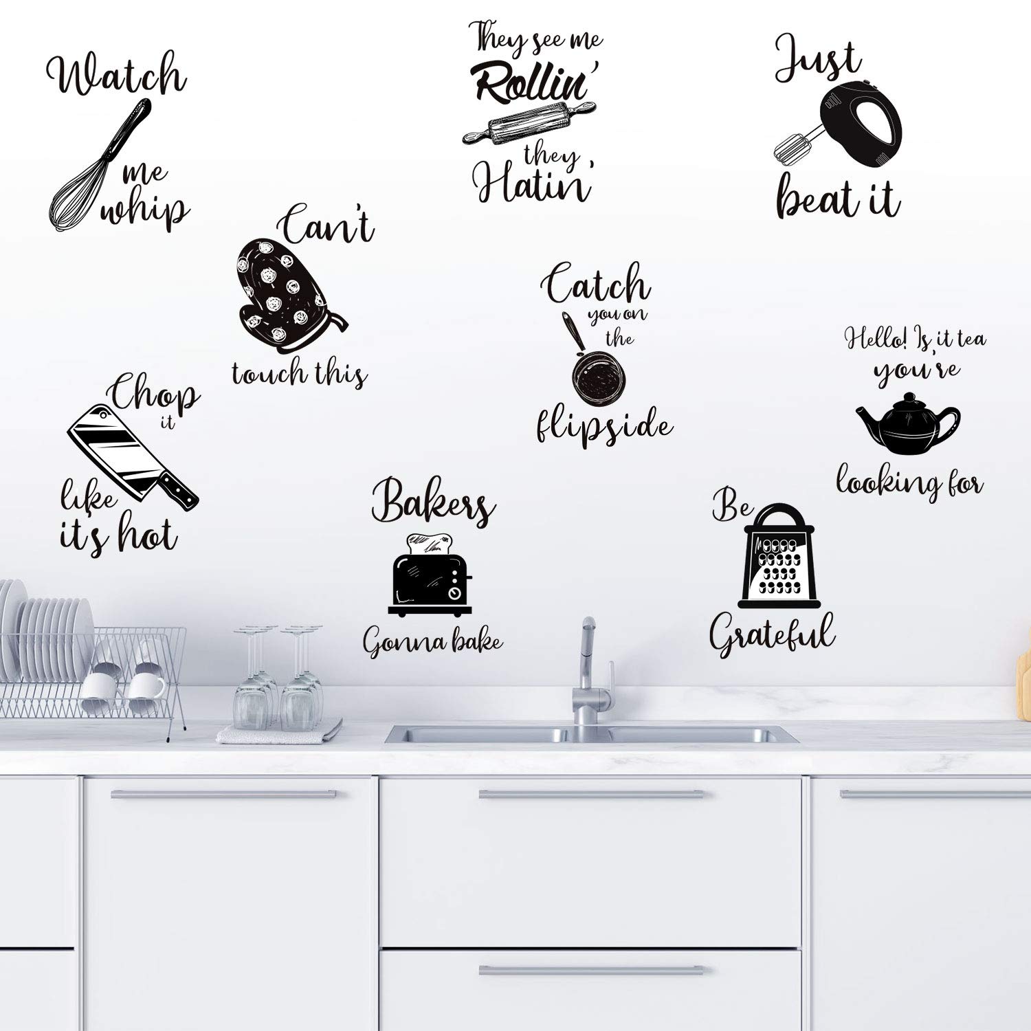 Kitchen Wall Decals with Inspirational Quotes - Vinyl Lettering Stickers for Kitchen, Dining Room, Baking Area & Restaurant Decor - Perfect for Home, Cafe and Commercial Spaces