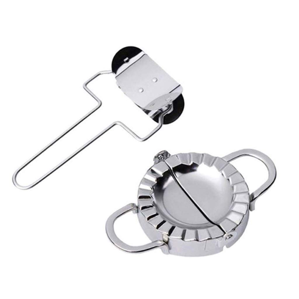 2PCS Stainless Steel Dumpling Maker & Cutter - Ravioli, Empanada, Pie Press Tool for Homemade Dumplings - Perfect for Asian Cooking, Italian Pasta, and Latin American Pastries