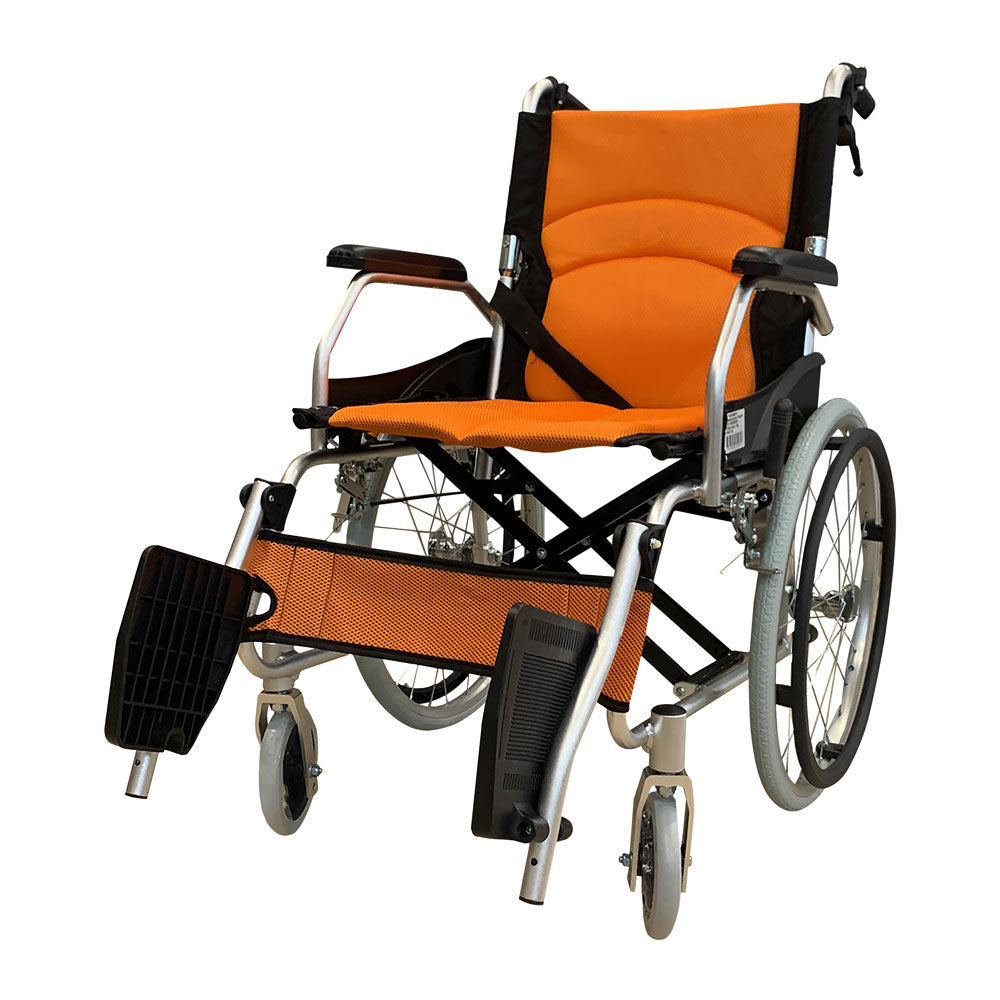 Lightweight Aluminum Standard Wheelchair - 18 Inch Foldable Wheelchair for Adults & Seniors | Portable Wheelchair for Travel, Home Use, and Outdoor Mobility