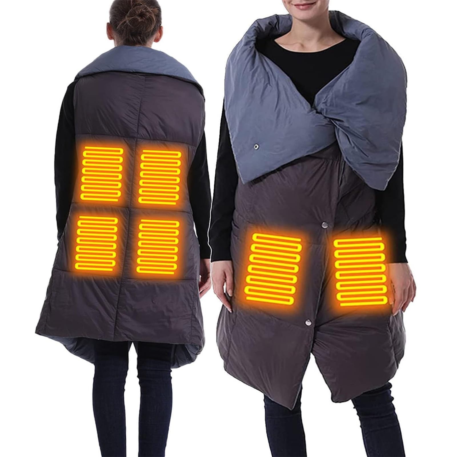 Electric Blanket Wearable - Cordless Rechargeable Heated Shawl with 3 Heat Settings | Portable Heated Poncho Wrap for Women & Men | Machine Washable | Perfect for Home, Office, Travel & Outdoor Activities