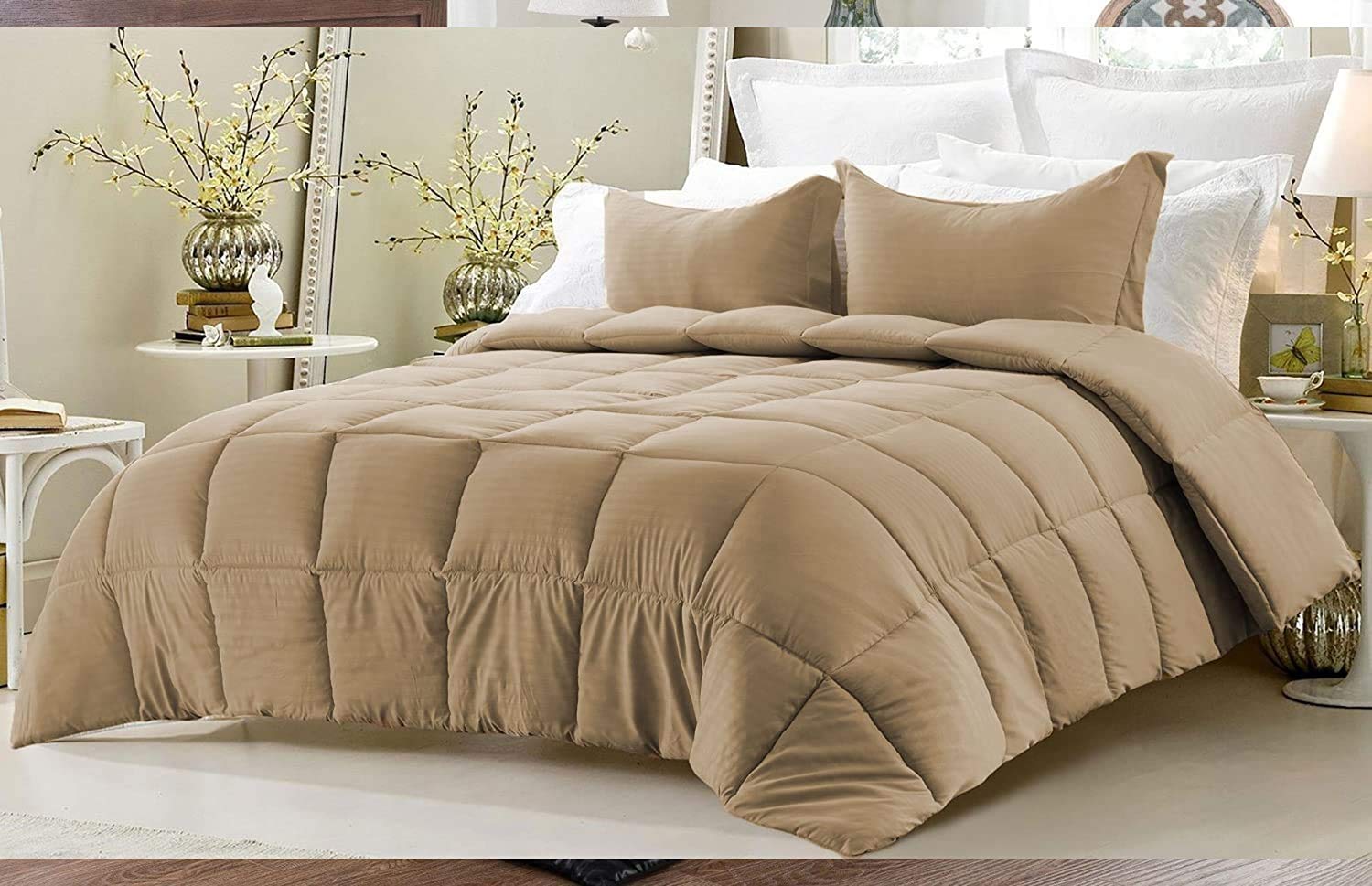 600 Thread Count 100% Egyptian Cotton 7-Piece Bed in a Bag Set - 3-Piece Comforter & 4-Piece Deep Pocket Sheet Set (21