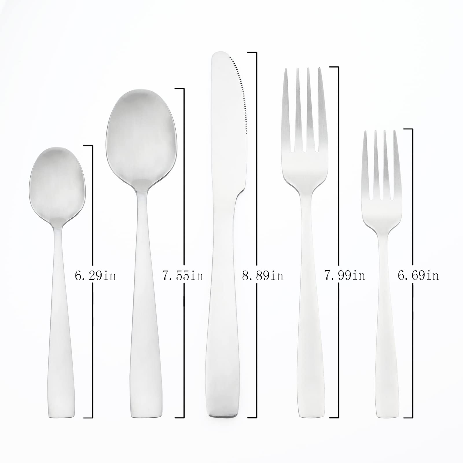 5-Piece Stainless Steel Silverware Set - Matte Silver Flatware for 1 (Knife, Fork, Spoon) | Elegant Dining Utensils for Family Meals, Restaurants & Dinner Parties | Dishwasher Safe Kitchen Cutlery Set