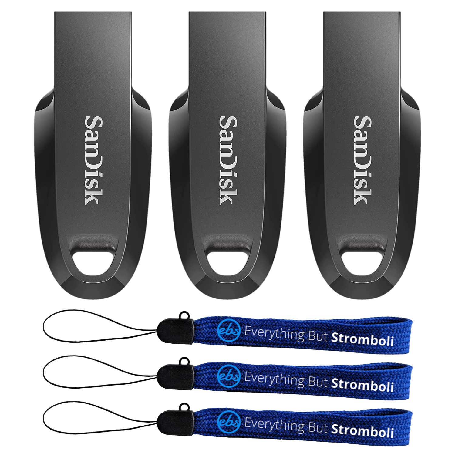SanDisk 128GB USB 3.2 Flash Drive 3-Pack with Lanyards - for Work & School Storage