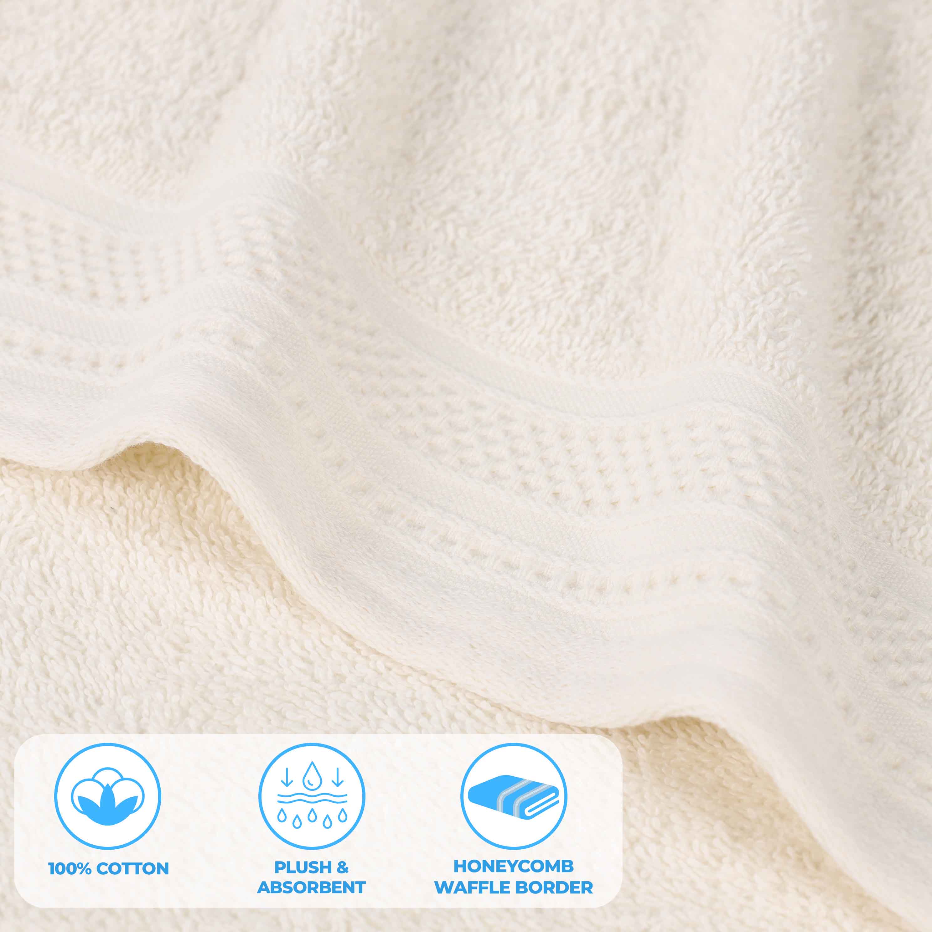 Premium Honeycomb Waffle Weave Cotton Bath Towels Set of 2 - Ultra Soft & Absorbent Luxury Bath Sheets for Spa, Hotel & Home Use