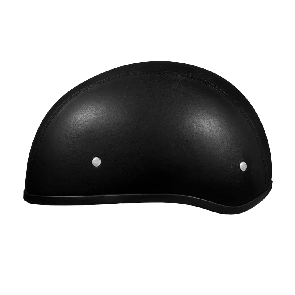Daytona Half Skull Cap Motorcycle Helmet DOT Approved - Lightweight Leather Design for Men & Women - Perfect for Cruiser, Chopper and Street Bike Riders