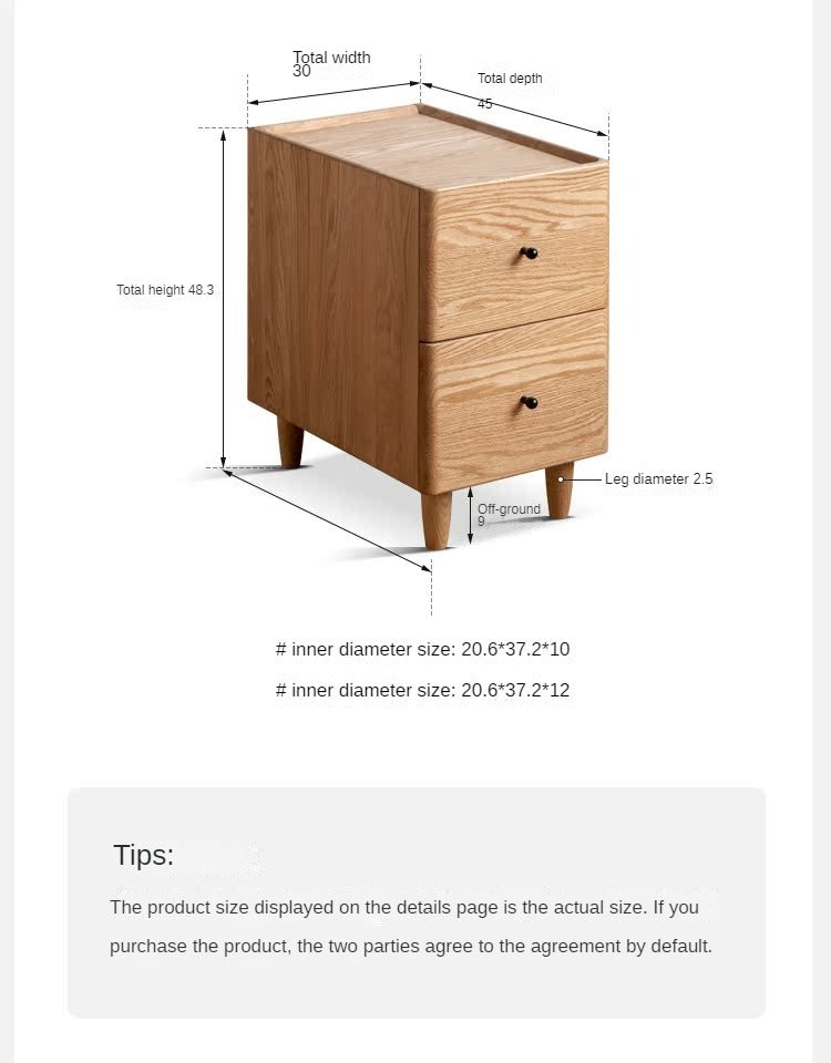 Solid Oak and Ash Wood Nightstand - Rustic Bedside Table with Drawer for Bedroom, Living Room, or Guest Room - Durable Wooden End Table for Home Decor