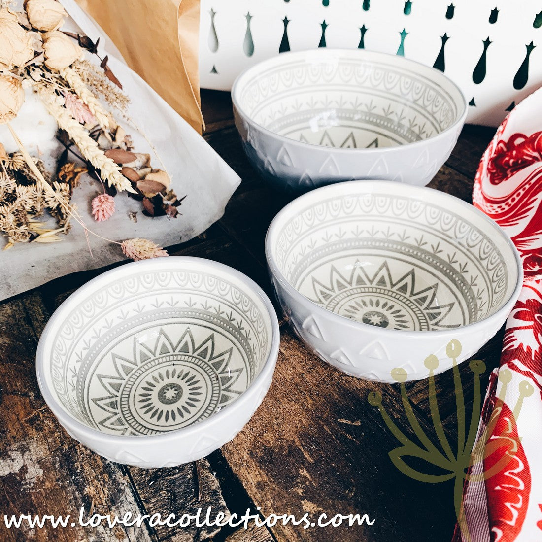 Bohemian Embossed Dinnerware Set - 50% Off + Buy 1 Get 1 Free - Perfect for Boho Chic Dining, Wedding Registry & Home Decor