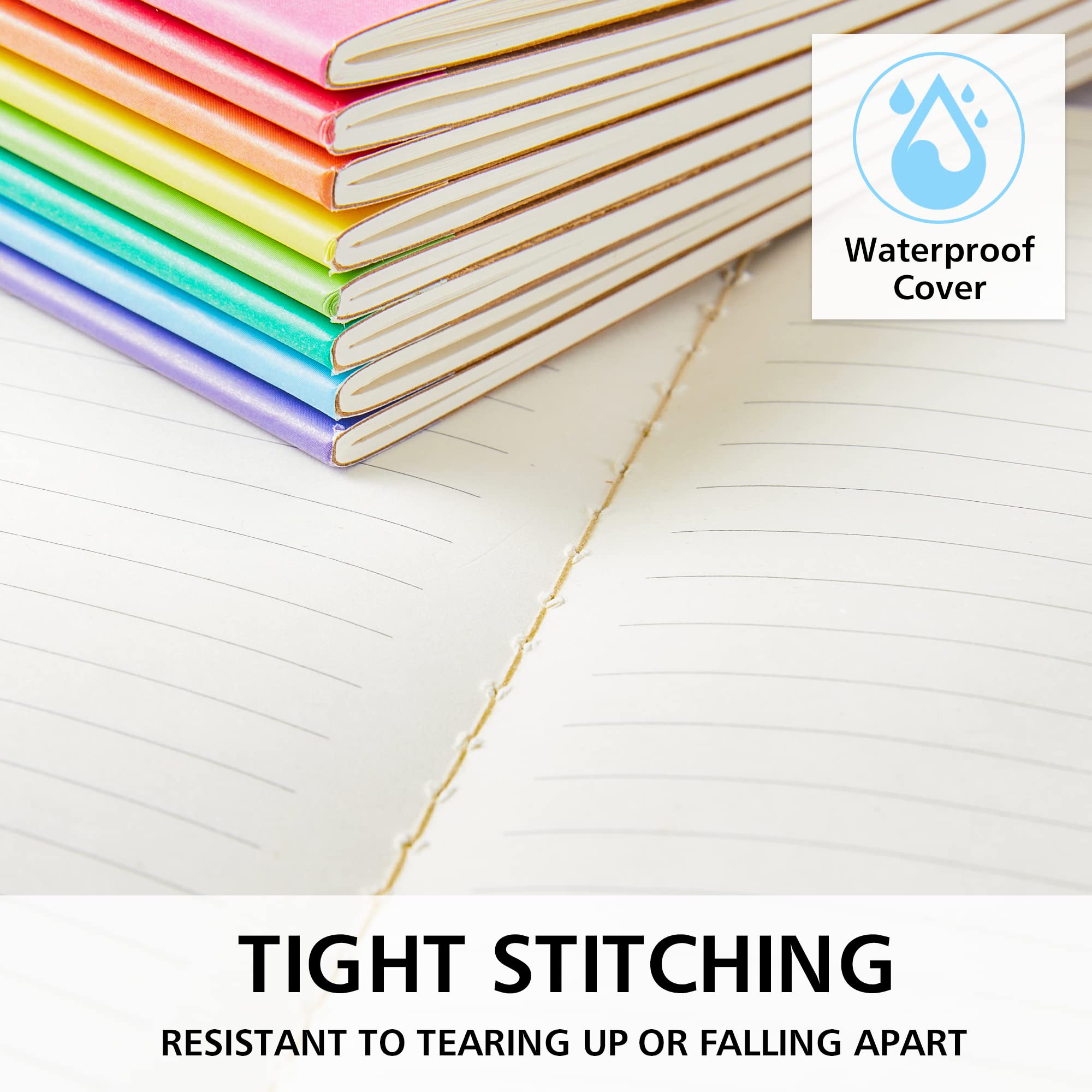 32 Pack A5 Composition Notebooks Bulk - College Ruled Lined Blank Pages, Kraft Cover with Rainbow Spines (8 Colors, 60 Pages, 8.3”x5.5”) - Perfect for Students, Office, Journaling & Travel Writing