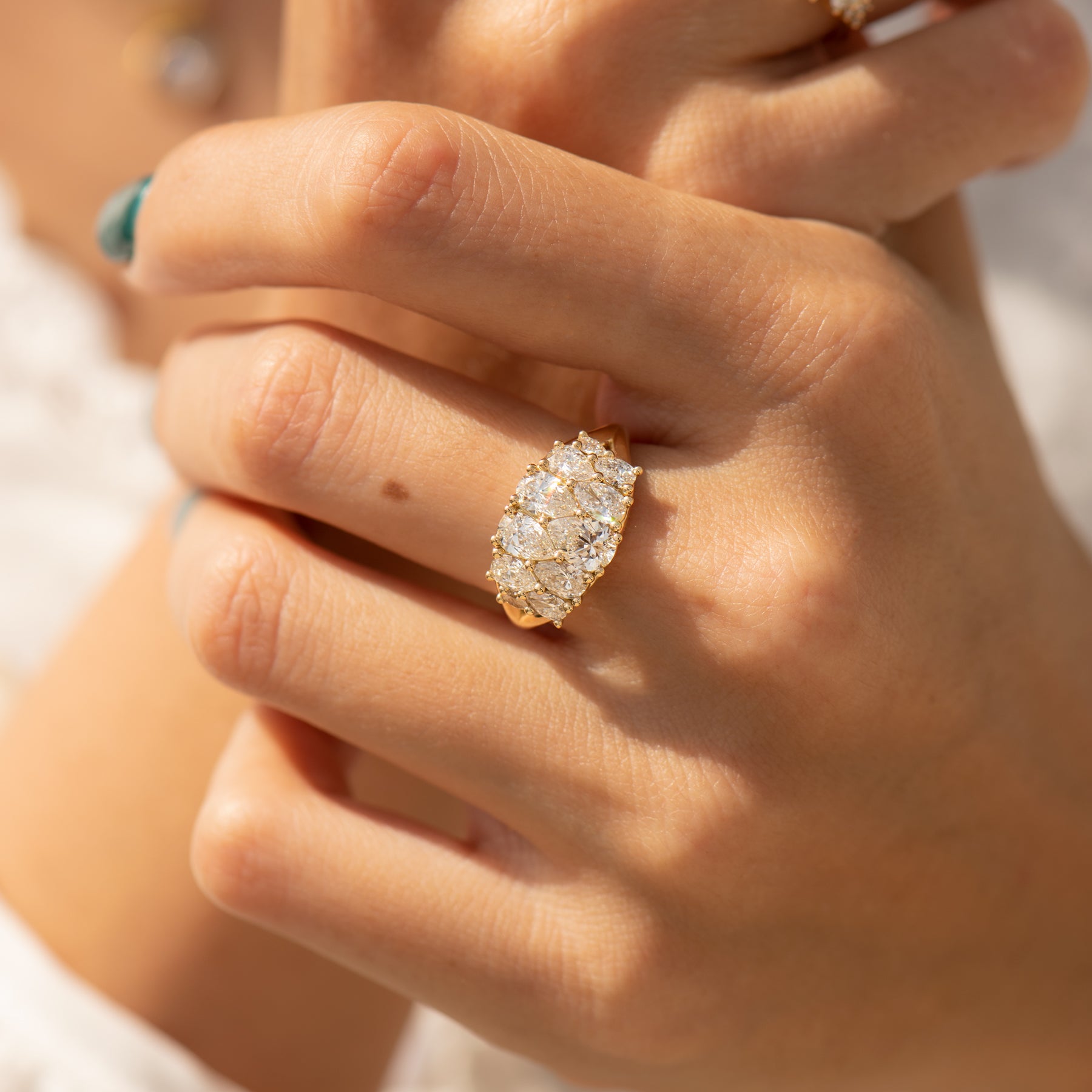 Exquisite Interlaced Pear Diamond Engagement Ring for Women - Elegant Wedding Band, Proposal Jewelry Gift for Her - Perfect for Anniversaries, Valentine's Day & Special Occasions