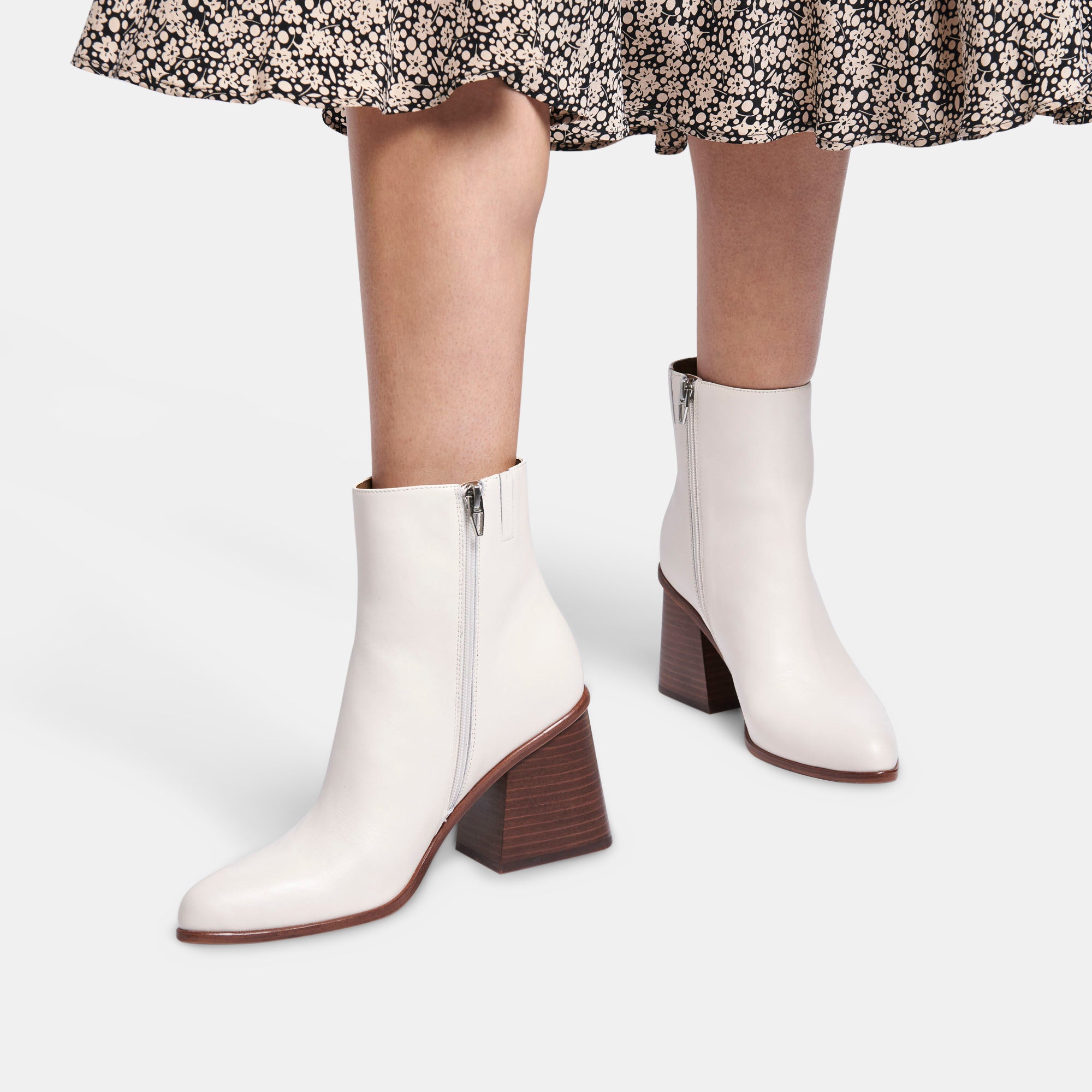 TERRIE Women's Ivory Leather Booties - Stylish & Comfortable Ankle Boots for Fall & Winter Fashion | Perfect for Office, Casual Outfits & Date Nights