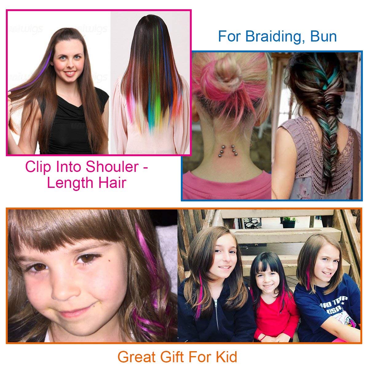 FOK 2 Pcs 21 Inch Baby Pink Synthetic Straight Hair Extensions for Women & Girls - Perfect for Cosplay, Parties, and Daily Styling