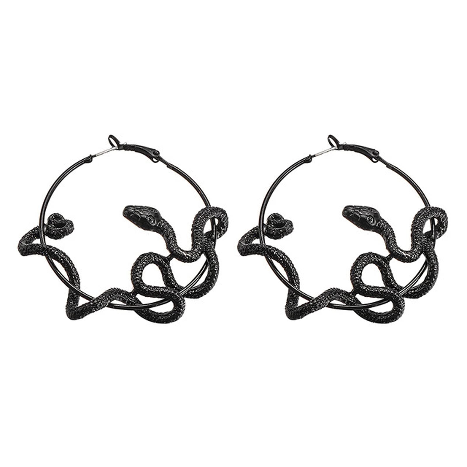 Gothic Serpent Hoop Earrings for Women - Vintage Punk Snake Drop Earrings, Retro Twisted Serpent Circle Dangle Jewelry for Teens & Girls - Perfect for Halloween, Gothic Parties, Concerts and Statement Fashion Accessories