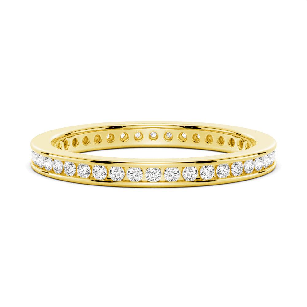 Round Moissanite Channel Set Eternity Band Wedding Ring - 14K White Gold Women's Stackable Bridal Ring for Anniversary, Engagement & Everyday Jewelry