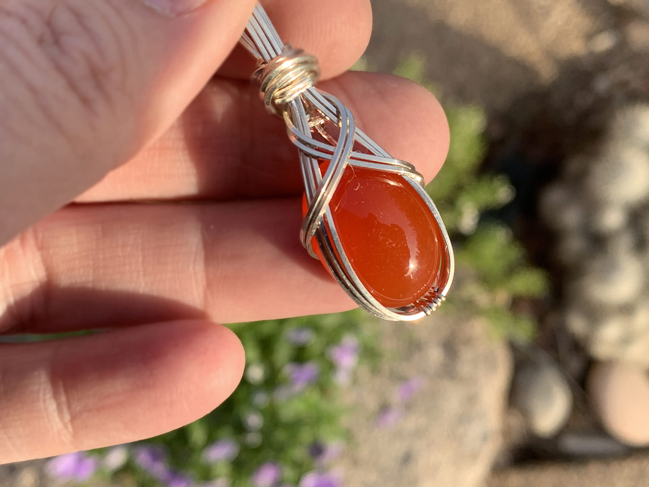 **Sterling Silver Carnelian Crystal Necklace Pendant - Heart Wand Reiki Energy Jewelry for Love & Romance, Elegant Gift Box Included | Perfect for Meditation, Healing & Spiritual Gifts**