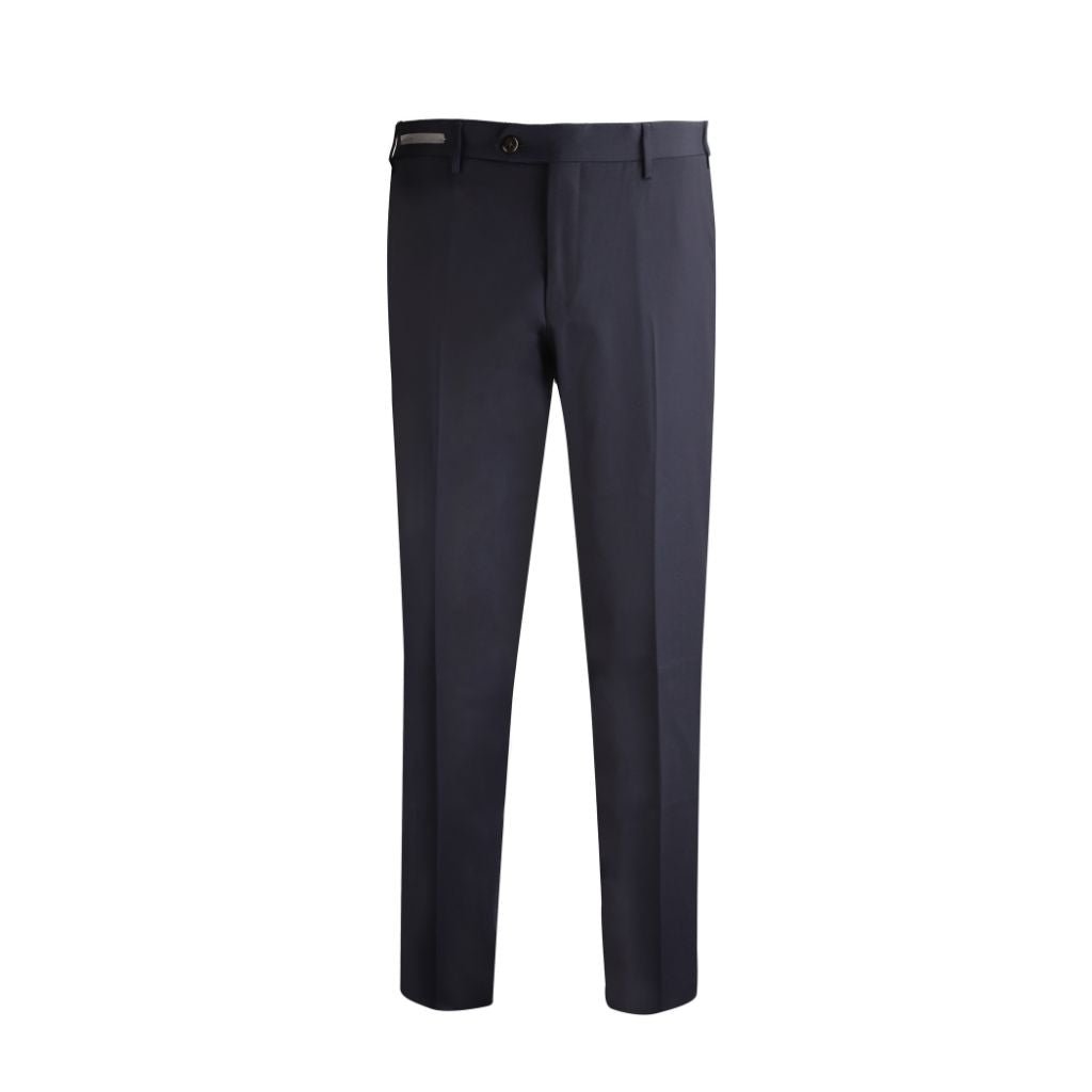 Corneliani Men's Techno Wool Stretch Dress Pants - Navy Blue Slim Fit Business Trousers for Office & Formal Occasions