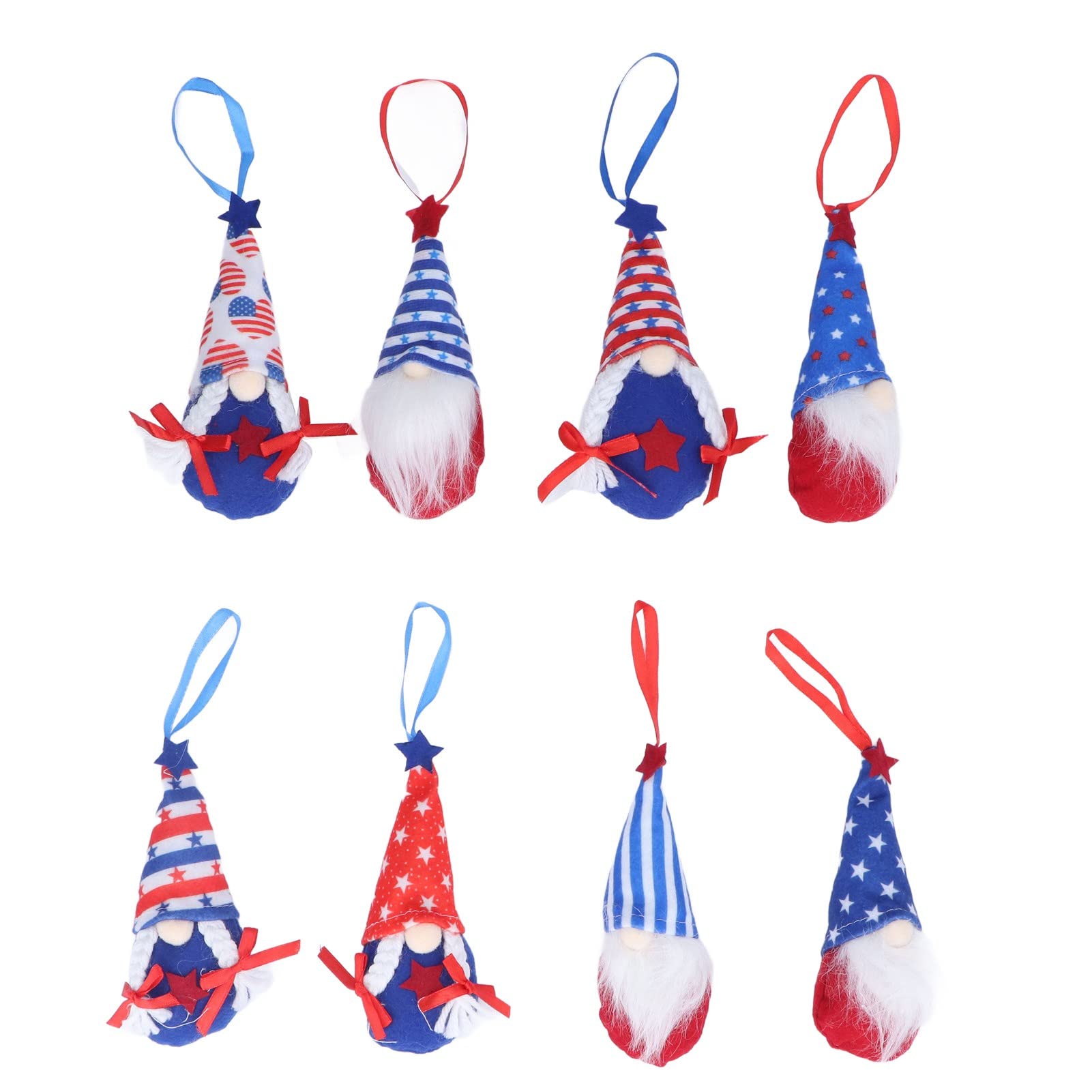 8pcs Patriotic Gnome Dolls - Handmade Plush Decor for Independence Day & Home