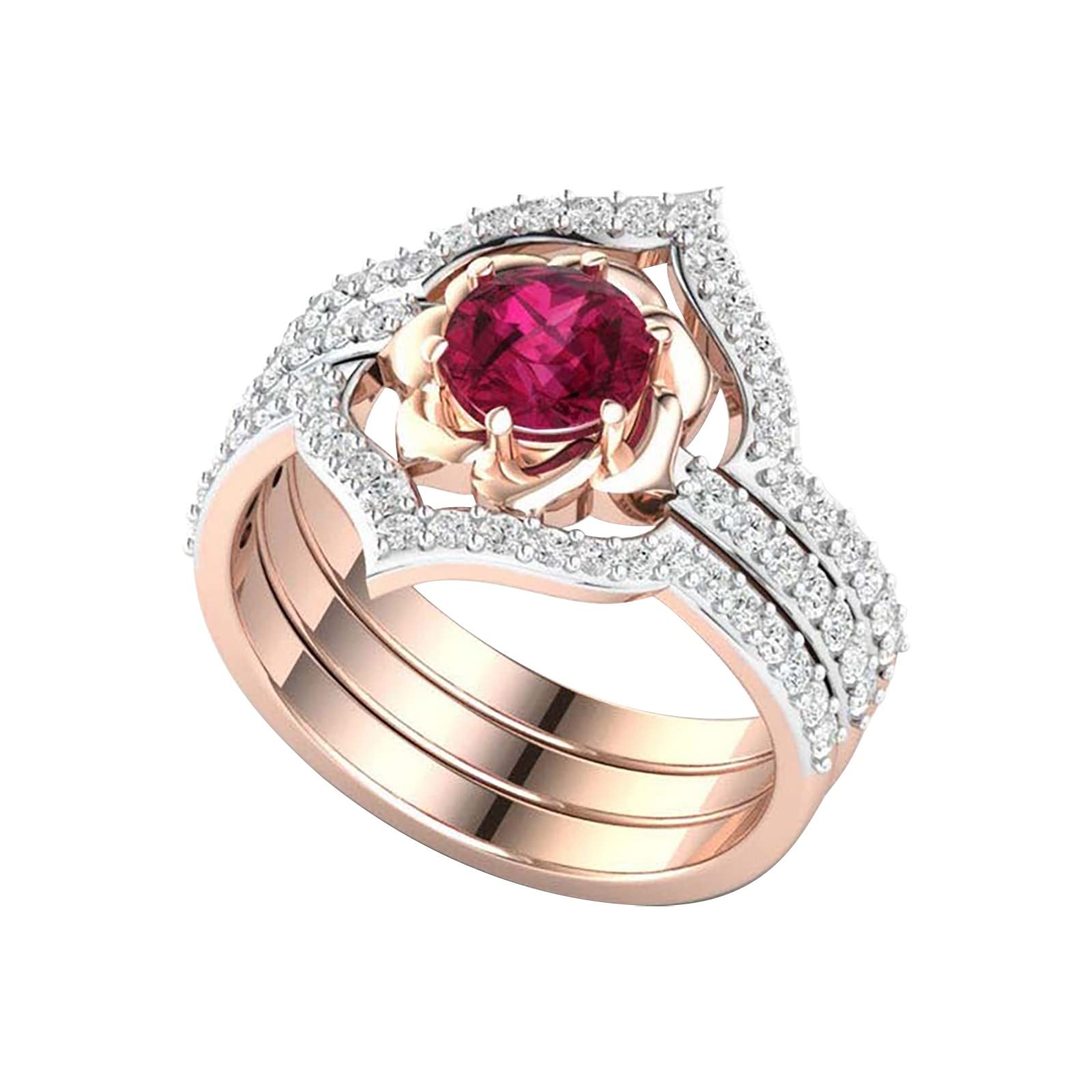 KEERADS Rose Crystal Silver Ring - Pink Flower Ring for Women & Teen Girls, Size 6 (One Size) | Elegant Jewelry Gift for Valentine's Day, Anniversary & Special Occasions