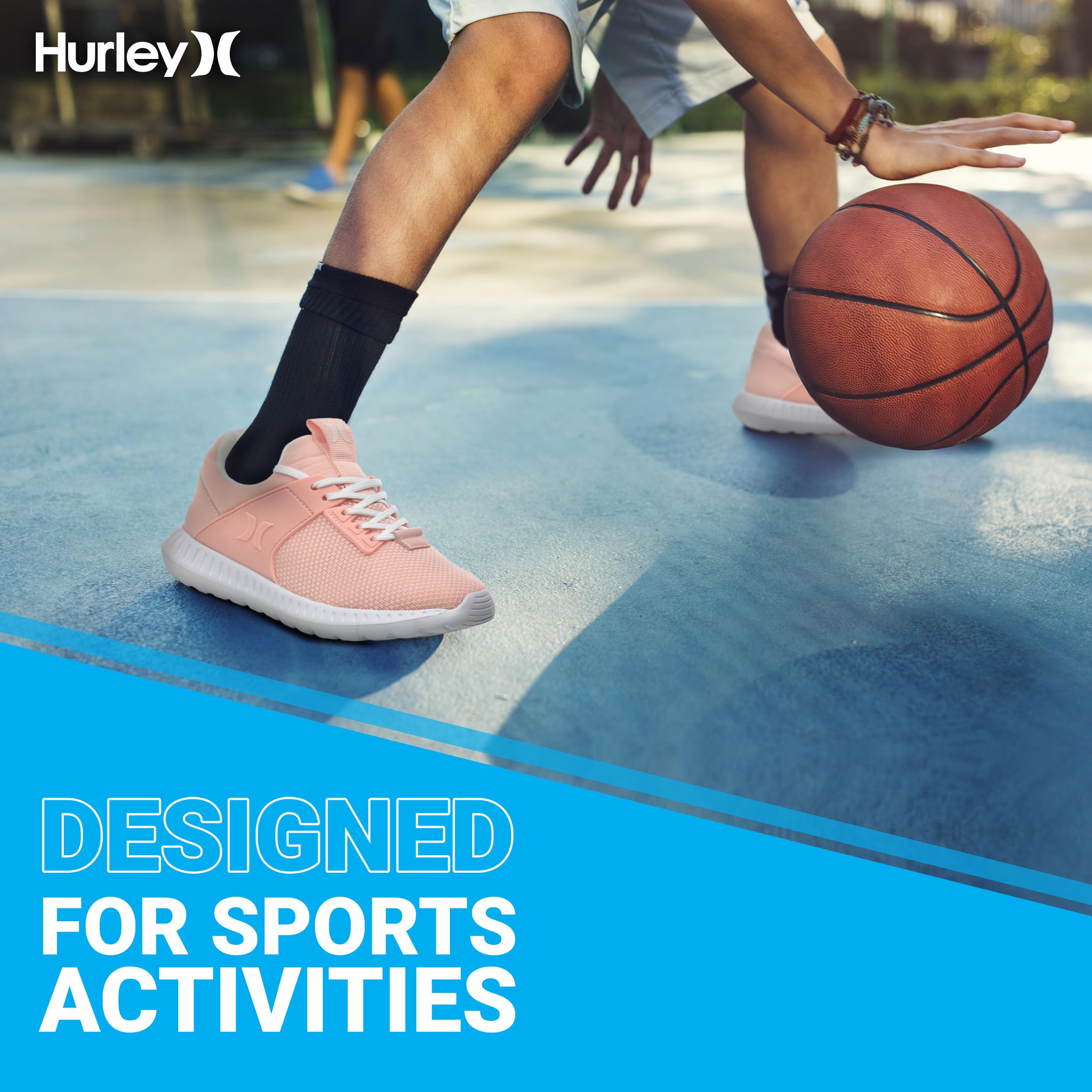 Hurley Kiwi Kids Sneakers - Durable Boys & Girls Running Shoes for Sports, Play & School - Lightweight Rubber Sole Sneakers for Active Children - Perfect for Gym Class, Outdoor Play & Daily Wear