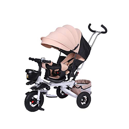 4 in 1 Multifunctional Baby Stroller & Kids Tricycle - Convertible Collapsible Reclining Children's Bicycle Toy Car for Outdoor Play & Travel (Khaki) - Perfect for Park Adventures, Shopping Trips & Family Outings