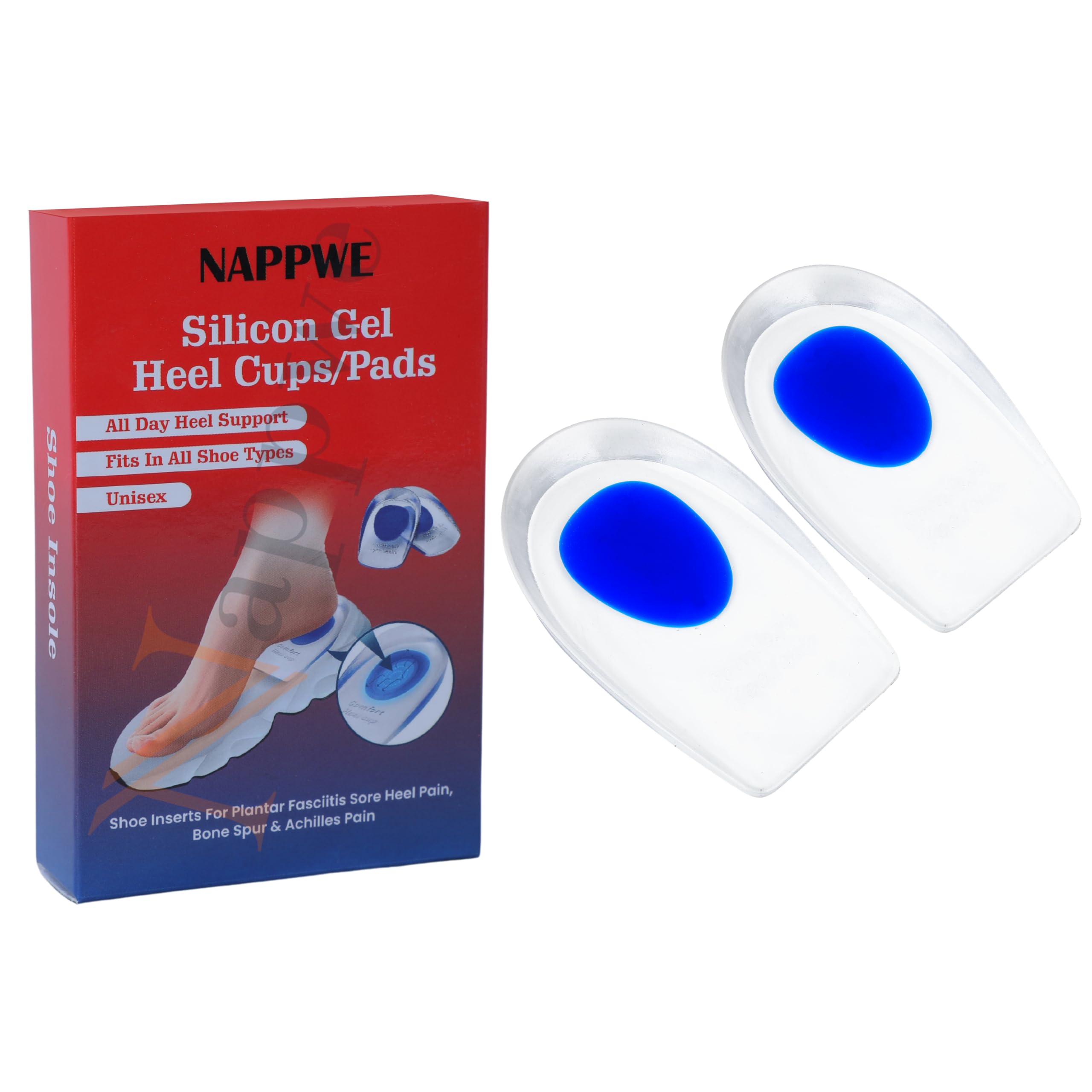NAPPWE Silicone Gel Heel Pads for Pain Relief - Soft Cushion Socks for Cracked Heels, Swelling & Dry Skin Repair - Comfortable Foot Care Insoles for Men & Women - Perfect for Running, Walking & Daily Comfort