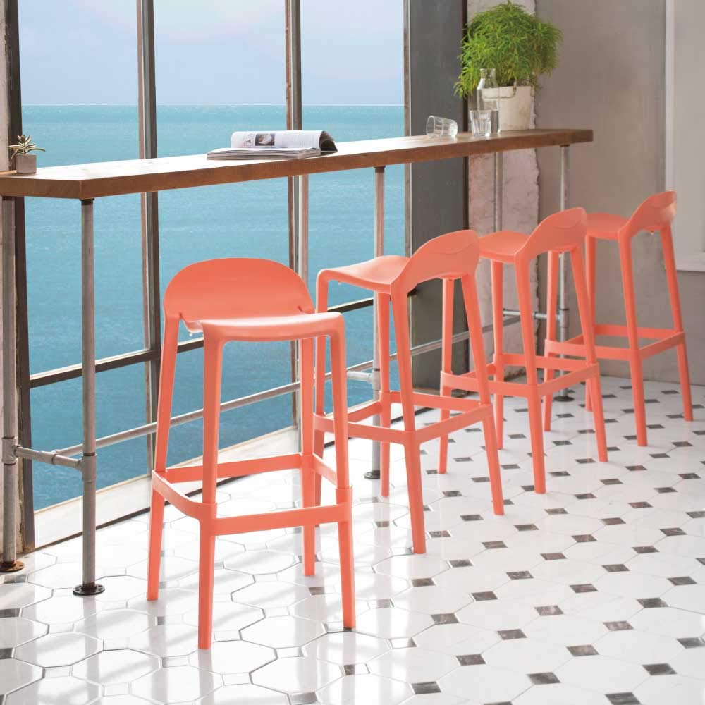 Lagoon Joyous Antique Rose Resin Bar Stools Set of 2 - Outdoor Patio Furniture for Garden, Poolside & Backyard Decor
