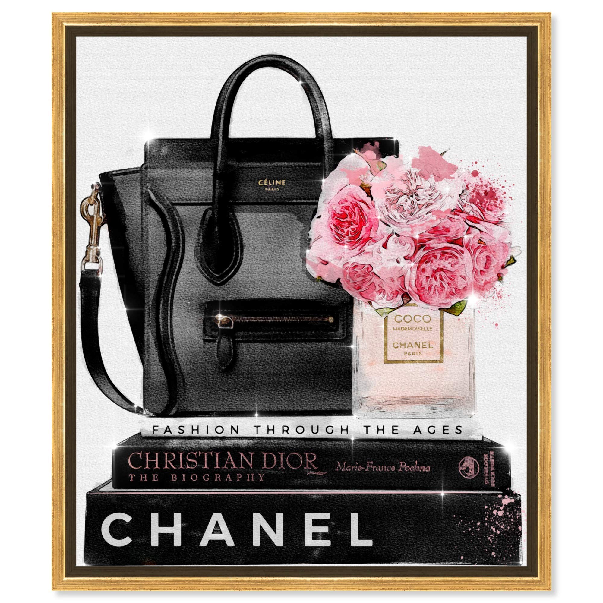 Oliver Gal Artist Co. Elegant Essentials Handbag Wall Art - 36x45 Inch Fashion Glam Canvas Print in Black & Pink - Perfect for Living Room, Bedroom & Office Décor