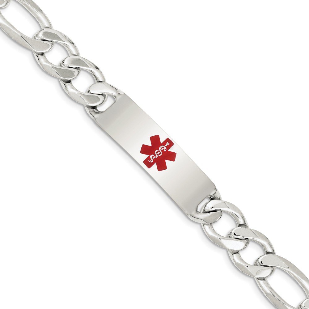 Sterling Silver Polished Medical Figaro Anchor Link ID Bracelet for Men & Women - Adjustable & Hypoallergenic - Perfect for Nurses, Doctors & Healthcare Workers