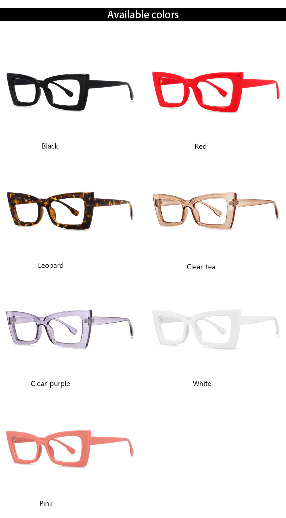 CCspace Women's Oversized Rectangle Cat Eye Resin Frame Eyeglasses 54536 - Trendy Retro Glasses for Women, UV Protection, Lightweight & Comfortable - Perfect for Reading, Driving, Fashion Accessories & Daily Wear