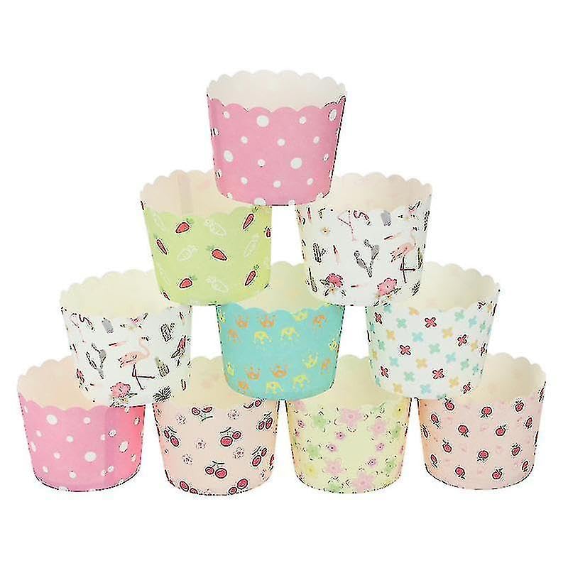 BIG BOX 50-Piece Multicolor Grease-Resistant Paper Baking Cups - Standard Size Round Disposable Muffin Liners for Baking, Cupcakes, Parties & Baby Showers