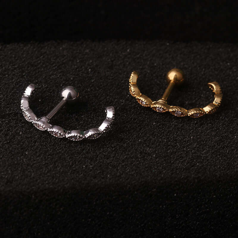 16G Cartilage Eternity Leaf Hoop Earrings - Surgical Steel Body Jewelry for Piercings | HSPJ19116 | Perfect for Everyday Wear, Parties & Special Occasions